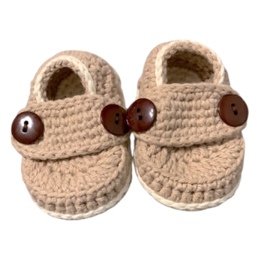 Handmade Crochet Baby Shoes - Tan